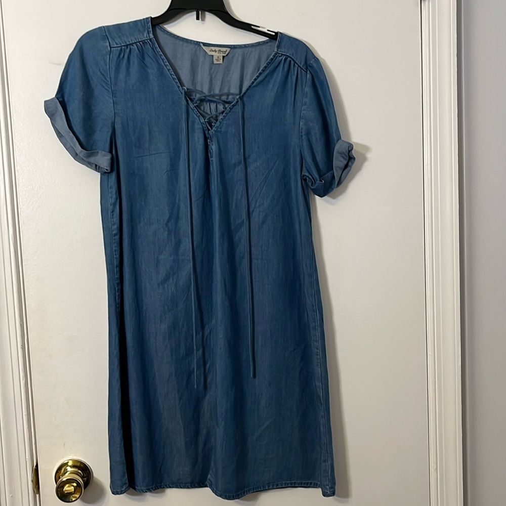 Lucky Brand Casual Chic Bohemian influenced Blue Jean Midi Dress S